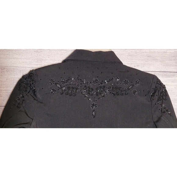 Women's Beautiful Evening Blazer Jacket Size XS Black Beaded Embroidered Pokadot - Picture 4 of 13